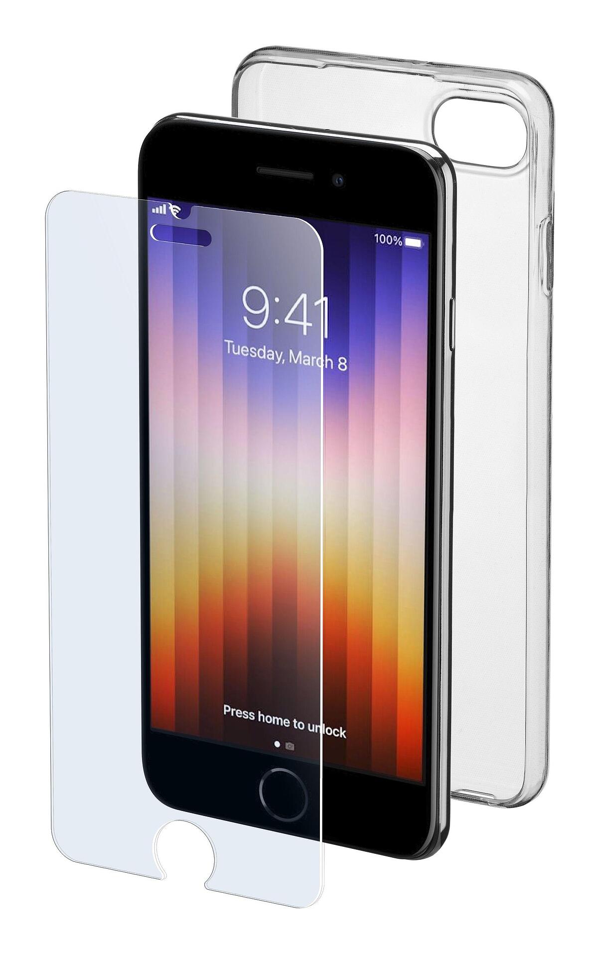 Пакет за iPhone 7/8/SE(2020)/SE(2022)- прозрачен калъф + протектор | JAR Computers Пакет за iPhone 7/8/SE(2020)/SE(2022)- прозрачен калъф + протектор