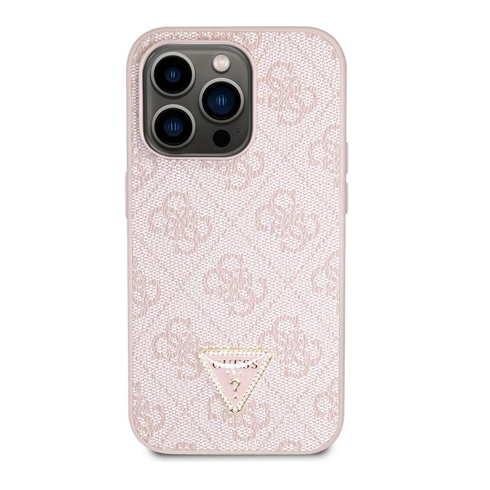 Силиконов (TPU) калъф за iPhone 15 Pro - Guess Strass Triangle Metal Logo Case (розов) | JAR Computers Силиконов (TPU) калъф за iPhone 15 Pro - Guess Strass Triangle Metal Logo Case (розов)