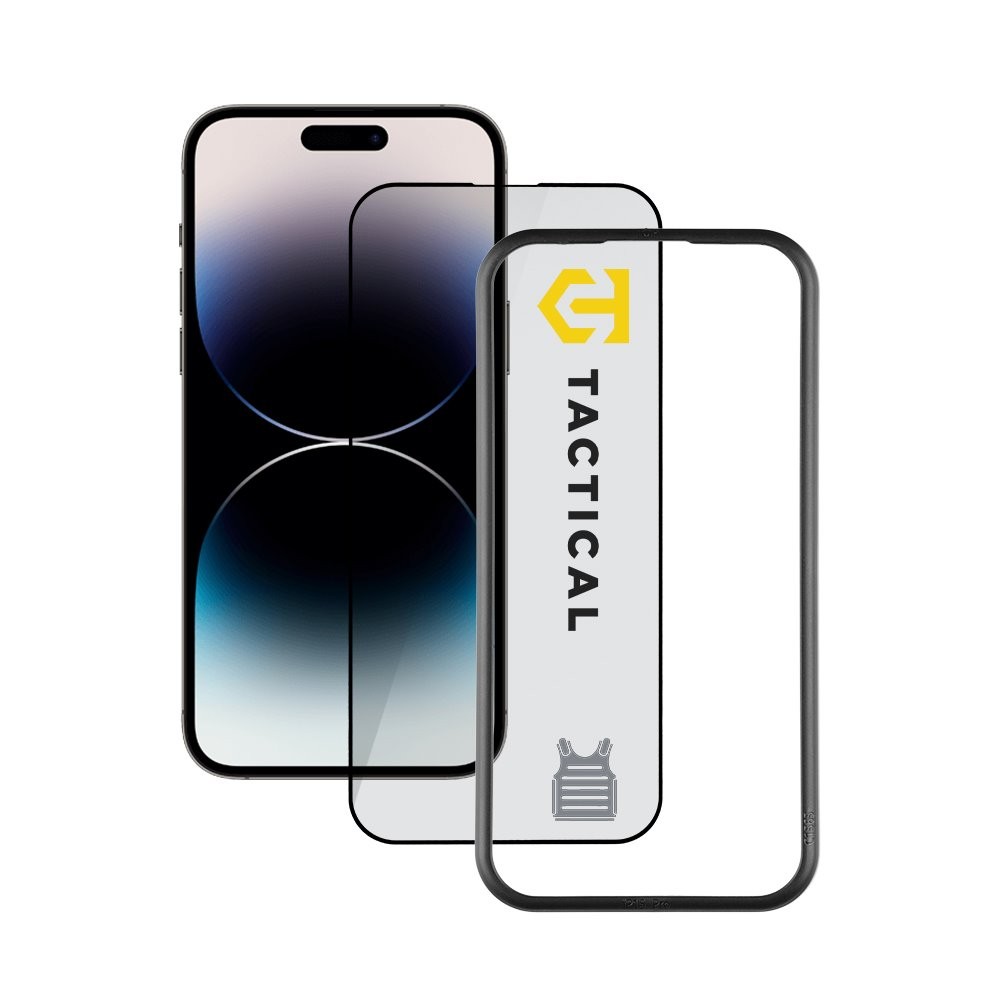Tactical Impact Armour 5D Glass - калено стъклено защитно покритие за дисплея на iPhone 14 Pro (прозрачен-черен)