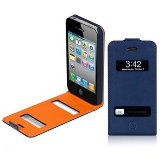 Кожен кейс за iPhone 4/4S - Macally FlipS Cover Case (син) | JAR Computers Кожен кейс за iPhone 4/4S - Macally FlipS Cover Case (син)