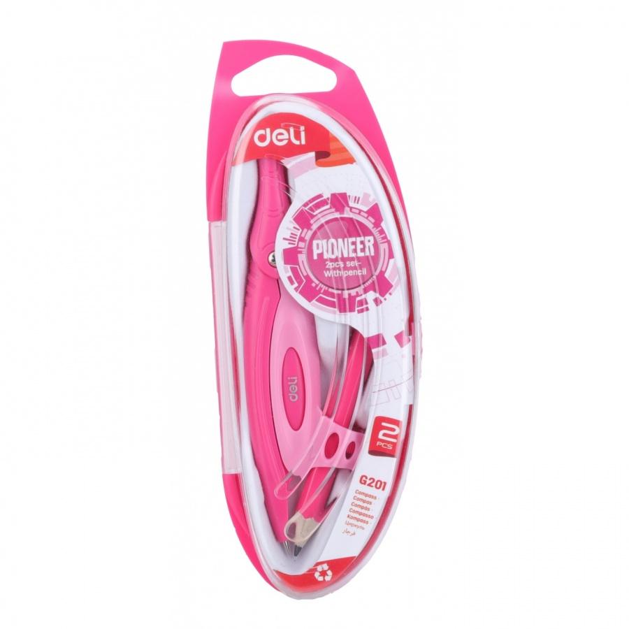 Пластмасов пергел с молив Deli Pioneer EG20102, розов | JAR Computers Пластмасов пергел с молив Deli Pioneer EG20102, розов