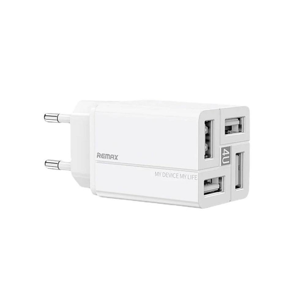 Remax 4U USB-A Wall Power Charger 3.4A - захранване за ел. мрежа с 4xUSB-A изхода (бял)