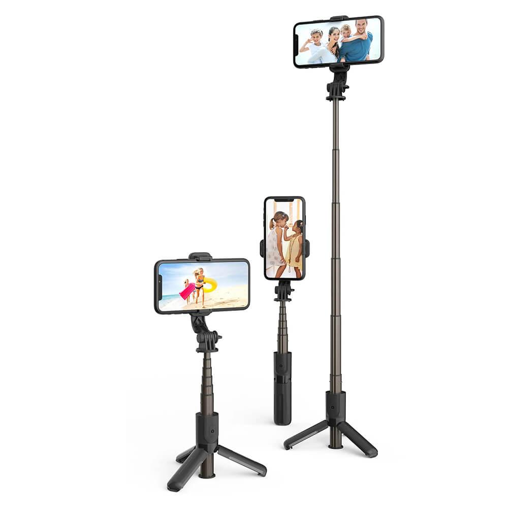 Techsuit L10 Selfie Stick Telescopic Tripod with Bluetooth Remote - разтегаем безжичен селфи стик и трипод за мобилни телефони (черен)