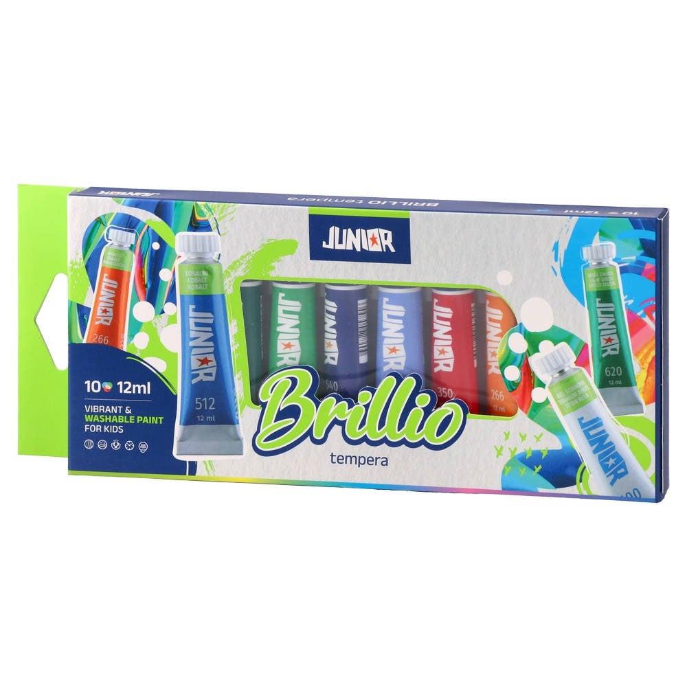 Темперни бои Junior Brillio, в тубички по 12 ml, 10 цвята | JAR Computers Темперни бои Junior Brillio, в тубички по 12 ml, 10 цвята