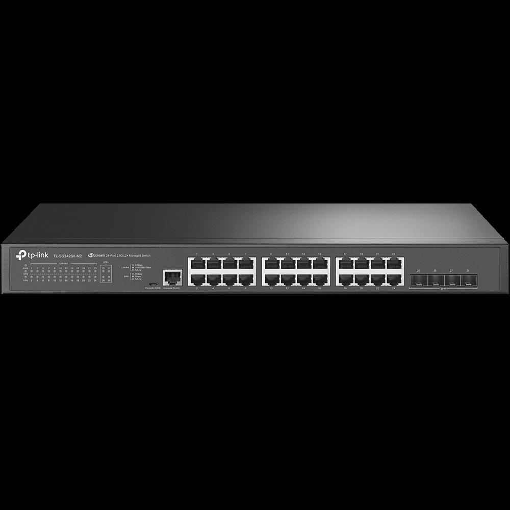 24-портов комутатор TP-Link TL-SG3428X-M2 JetStream 2.5GBASE-T L2+ управляван с 4 10GE SFP+ слота