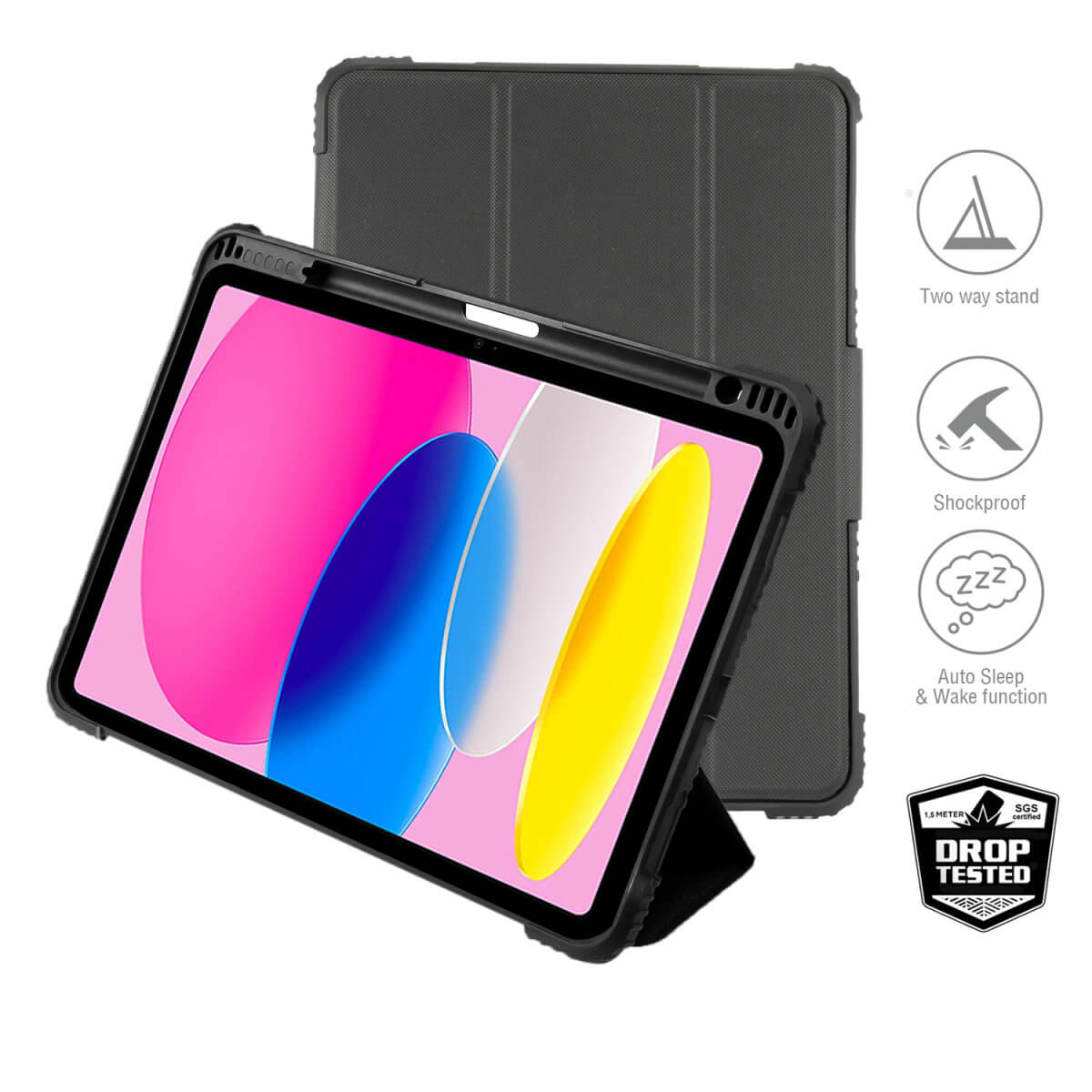 4smarts Endurance Folio Protective Case - удароустойчив хибриден кейс за iPad 10 (2022) (черен)