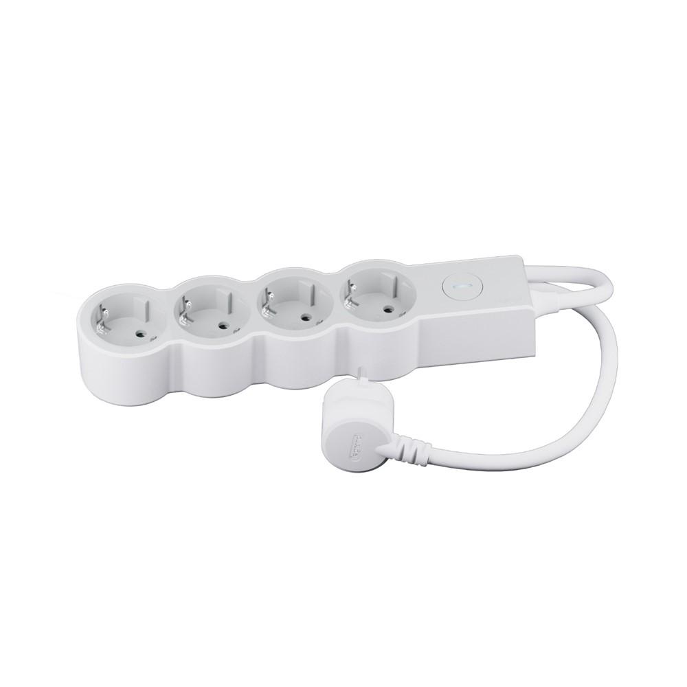 694436 Разклонител шуко 4X2P+E, защита, кабел 3 м, бяло/сиво, Legrand