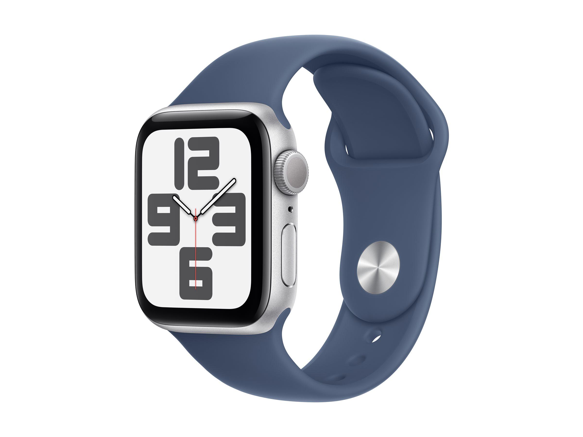 APPLE Watch SE GPS 40mm Silver Aluminium Case with Denim Sport Band - M/L | JAR Computers APPLE Watch SE GPS 40mm Silver Aluminium Case with Denim Sport Band - M/L