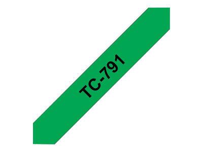 BROTHER P-Touch TC-791 black on green 9mm