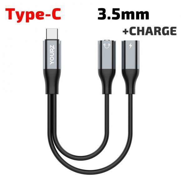 Cable YOURZ MU3 TYPE C to 3.5mm + TYPE C/F Black | JAR Computers Cable YOURZ MU3 TYPE C to 3.5mm + TYPE C/F Black
