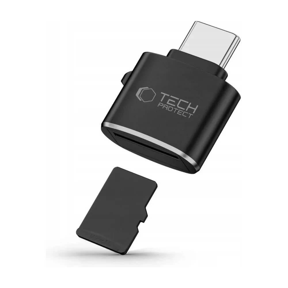 Четец за microSD и TF карти памет с USB-C за мобилни устройства - Tech-Protect Ultraboost USB-C Card Reader (черен) | JAR Computers Четец за microSD и TF карти памет с USB-C за мобилни устройства - Tech-Protect Ultraboost USB-C Card Reader (черен)