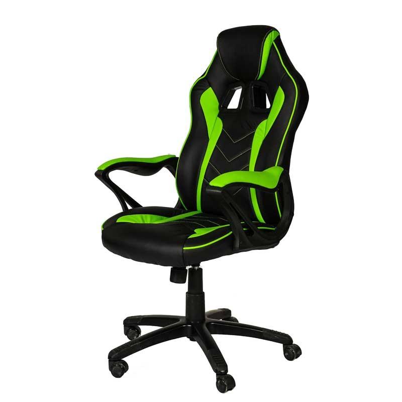 Геймърски стол PLAY 3 Green, еко кожа, PP база, фиксирани подлакътници, черен/зелен | JAR Computers Геймърски стол PLAY 3 Green, еко кожа, PP база, фиксирани подлакътници, черен/зелен