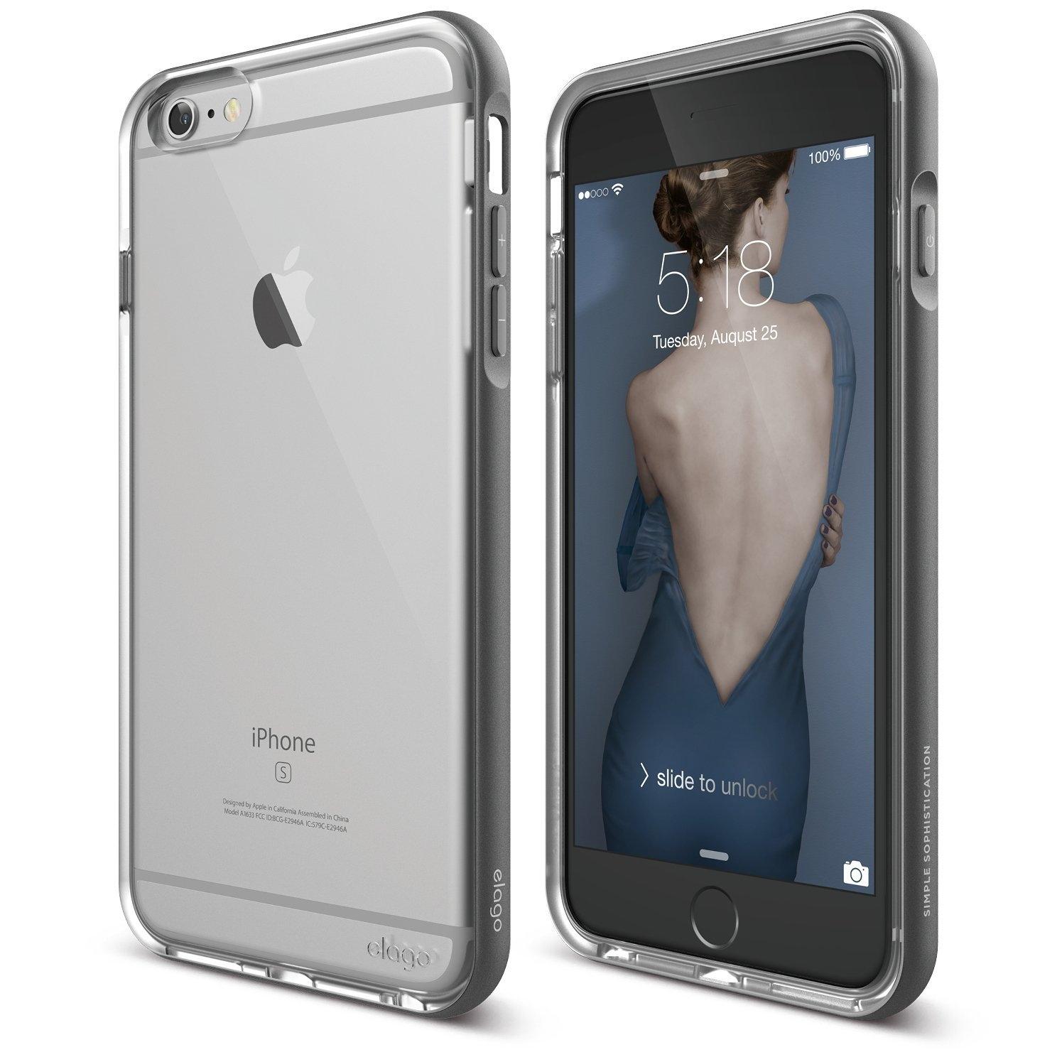 Хибриден бъмпер-кейс (алуминий + TPU) и HD покритие за iPhone 6S Plus, iPhone 6 Plus - Elago Dualistic Case (прозрачен-тъмносив) | JAR Computers Хибриден бъмпер-кейс (алуминий + TPU) и HD покритие за iPhone 6S Plus, iPhone 6 Plus - Elago Dualistic Case (прозрачен-тъмносив)