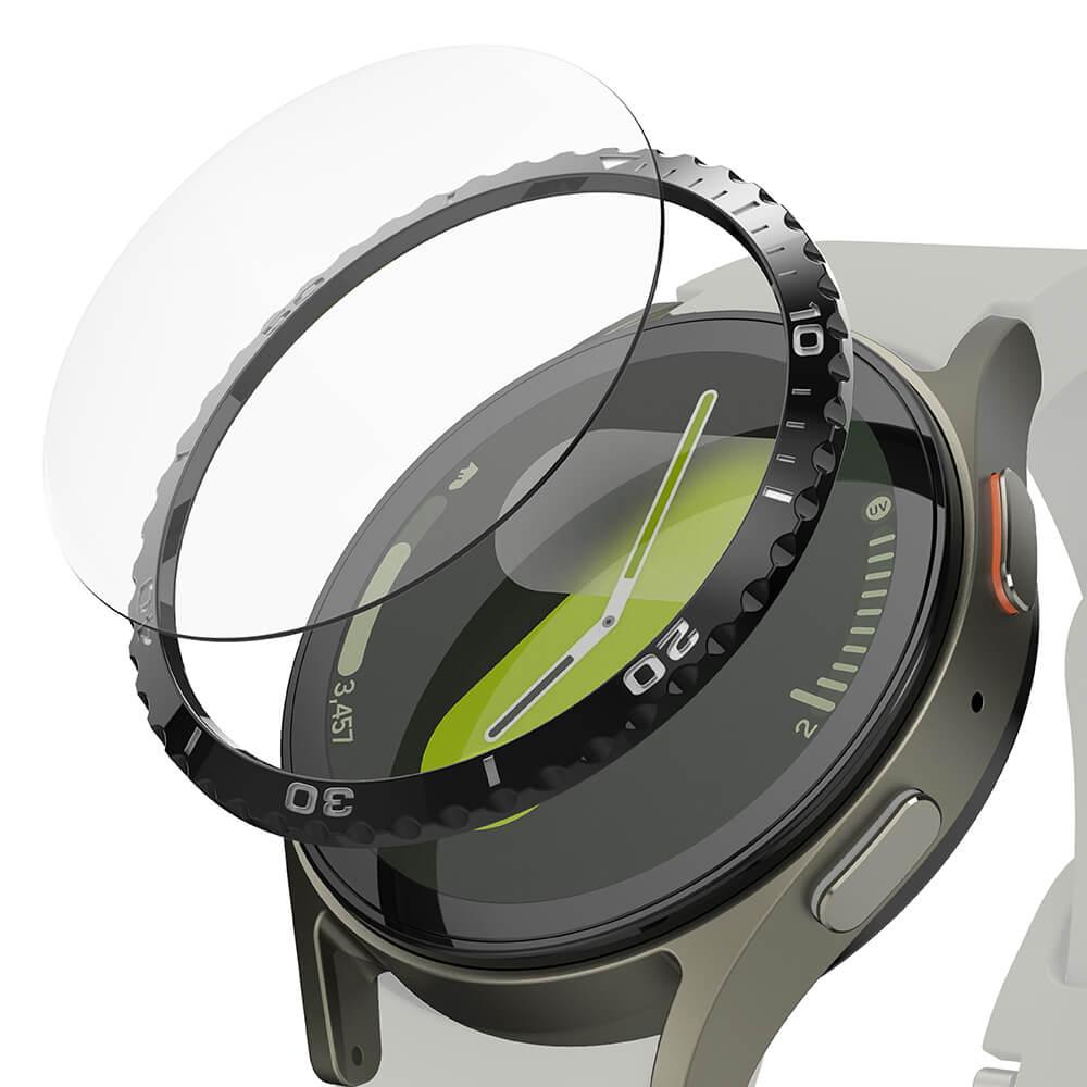 Комплект рамка от неръждаема стомана и стъклено защитно покритие за Samsung Galaxy Watch 7 45мм - Ringke Bezel Styling Stainless Steel Black Pattern 6 (черен) | JAR Computers Комплект рамка от неръждаема стомана и стъклено защитно покритие за Samsung Galaxy Watch 7 45мм - Ringke Bezel Styling Stainless Steel Black Pattern 6 (черен)