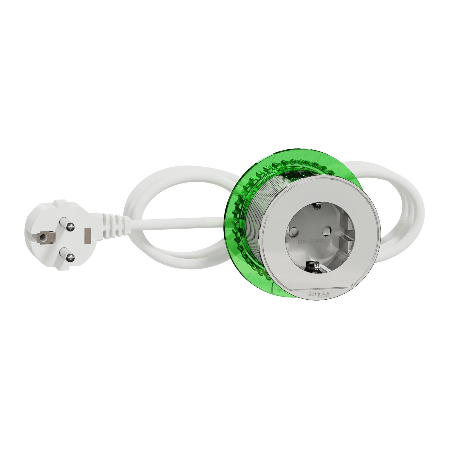 Модул мебел Ф60mm 2P+E Шуко кабел 2m Бял XS Unica System+ - Schneider Electric Unica System+ INS44000 | JAR Computers Модул мебел Ф60mm 2P+E Шуко кабел 2m Бял XS Unica System+ - Schneider Electric Unica System+ INS44000