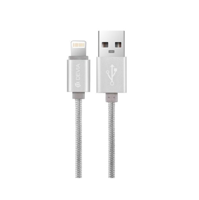Сертифициран плетен lightning кабел (200см.) за iPhone, iPad и iPod с Lightning вход - Devia Fashion MFI Lightning Data Cable 2m. (сребрист) | JAR Computers Сертифициран плетен lightning кабел (200см.) за iPhone, iPad и iPod с Lightning вход - Devia Fashion MFI Lightning Data Cable 2m. (сребрист)