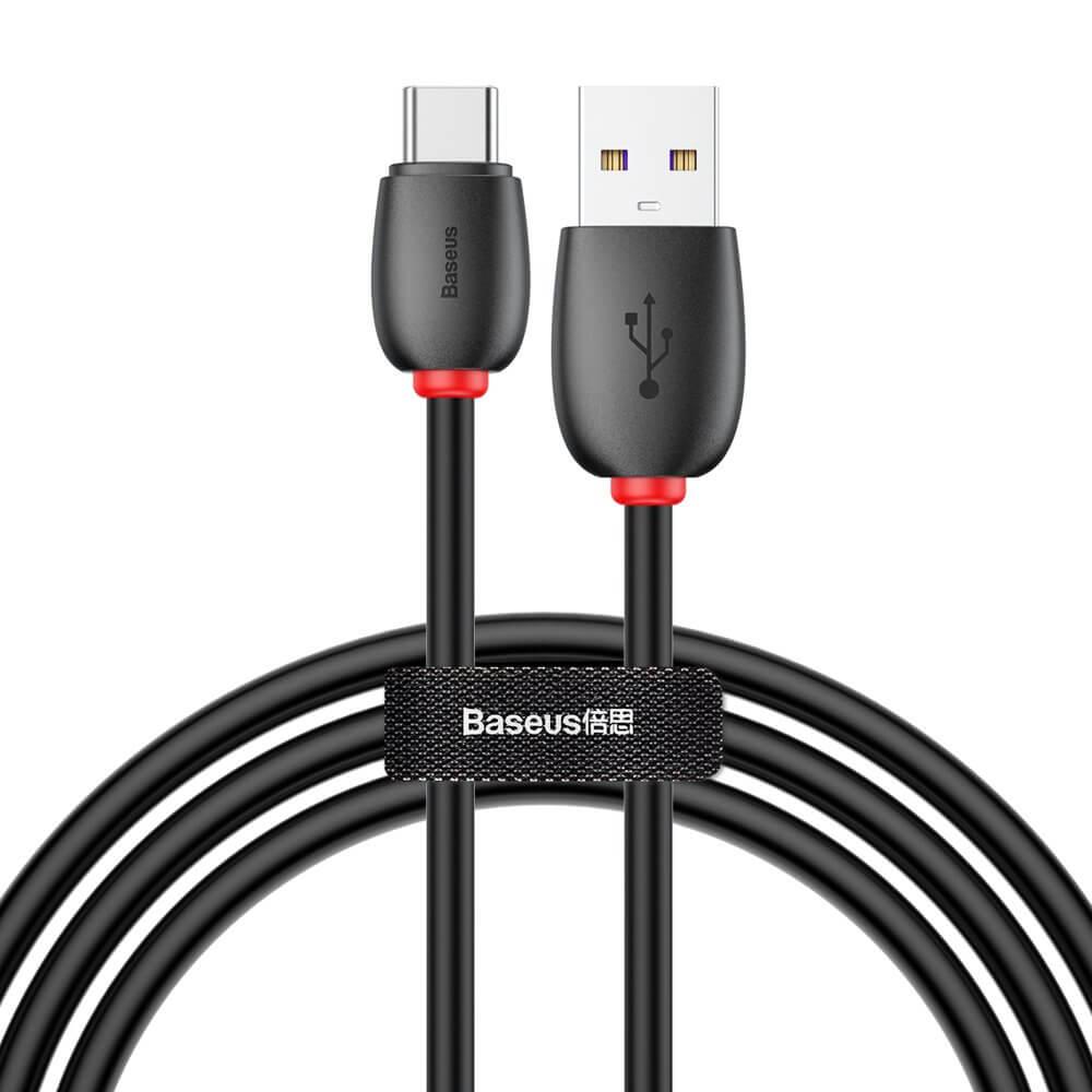 Бърз USB-C кабел (5A) за устройства с USB-C порт (100 см) - Baseus Purple Ring Quick Charge USB-C Cable (черен) | JAR Computers Бърз USB-C кабел (5A) за устройства с USB-C порт (100 см) - Baseus Purple Ring Quick Charge USB-C Cable (черен)