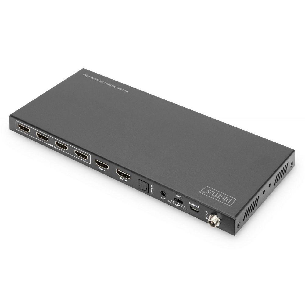 DIGITUS DS-55509 :: 4x2 HDMI Matrix видео превключвател, 4K/60Hz 18 Gps, Downscaler, 4K2K/60Hz | JAR Computers DIGITUS DS-55509 :: 4x2 HDMI Matrix видео превключвател, 4K/60Hz 18 Gps, Downscaler, 4K2K/60Hz