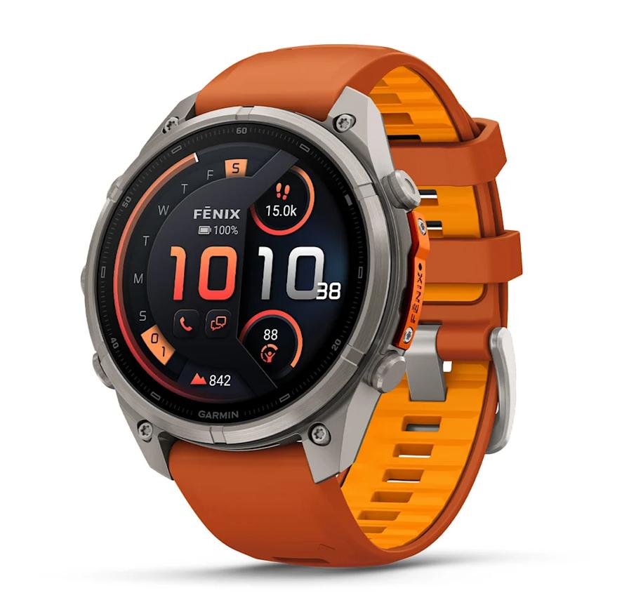 fēnix® 9 Pro, inReach® - 47 мм - Titanium с Autumn Orange/Spark Orange силиконова каишка | JAR Computers fēnix® 9 Pro, inReach® - 47 мм - Titanium с Autumn Orange/Spark Orange силиконова каишка