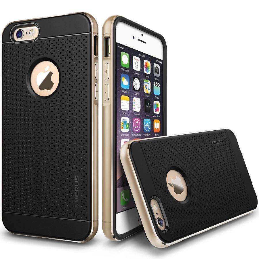 Хибриден бъмпер-кейс (алуминий + TPU) за iPhone 6, iPhone 6S - Verus Iron Shield Case (черен-златист) | JAR Computers Хибриден бъмпер-кейс (алуминий + TPU) за iPhone 6, iPhone 6S - Verus Iron Shield Case (черен-златист)