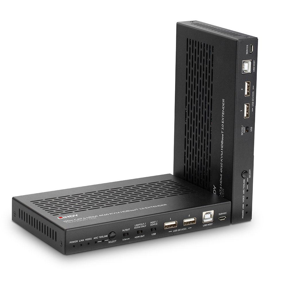 LINDY LNY-38344 :: HDMI 4K60, Audio, IR & RS-232 HDBaseT 3.0 KVM екстендър, Cat. 6A, 100.0 м | JAR Computers LINDY LNY-38344 :: HDMI 4K60, Audio, IR & RS-232 HDBaseT 3.0 KVM екстендър, Cat. 6A, 100.0 м