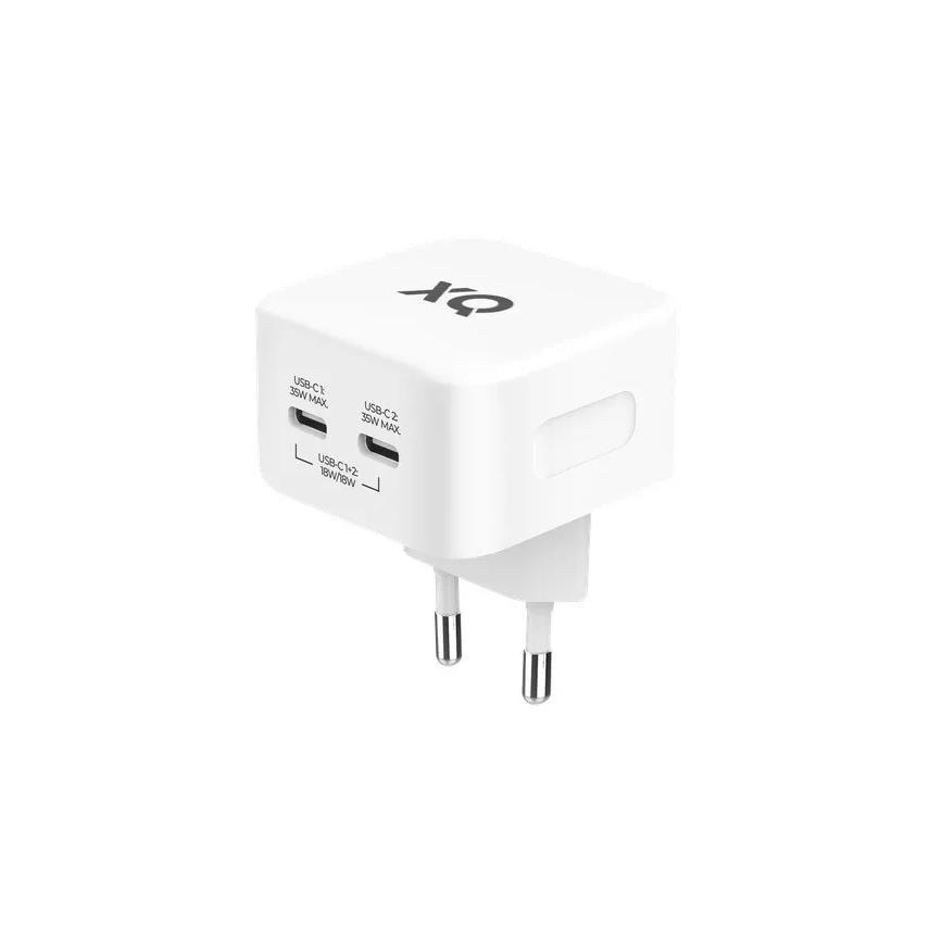 Захранване за ел. мрежа с 2xUSB-C изходи и технология за бързо зареждане - Freenet GAN Duos Wall Charger 35W PD (бял) | JAR Computers Захранване за ел. мрежа с 2xUSB-C изходи и технология за бързо зареждане - Freenet GAN Duos Wall Charger 35W PD (бял)