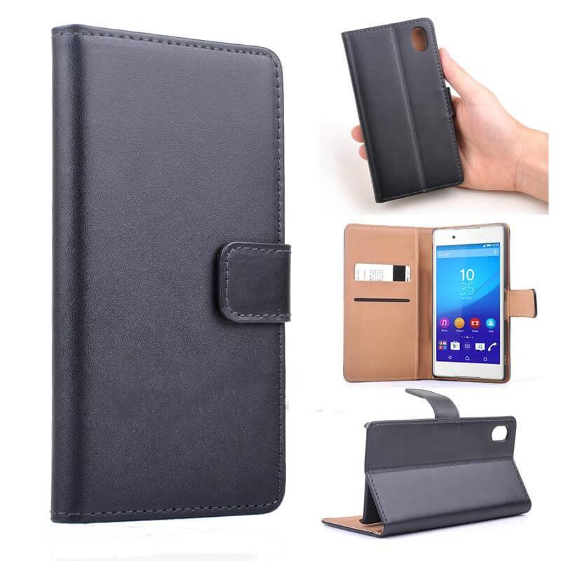 Кожен калъф, тип портфейл и поставка за Sony Xperia M4 Aqua - Flip Case (черен) | JAR Computers Кожен калъф, тип портфейл и поставка за Sony Xperia M4 Aqua - Flip Case (черен)
