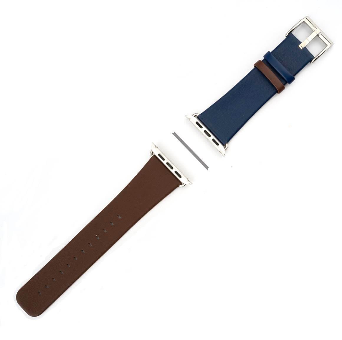 Кожена каишка за Apple Watch 42мм, 44 мм - 4smarts Leather Duett Wrist Band (кафяв-син) | JAR Computers Кожена каишка за Apple Watch 42мм, 44 мм - 4smarts Leather Duett Wrist Band (кафяв-син)