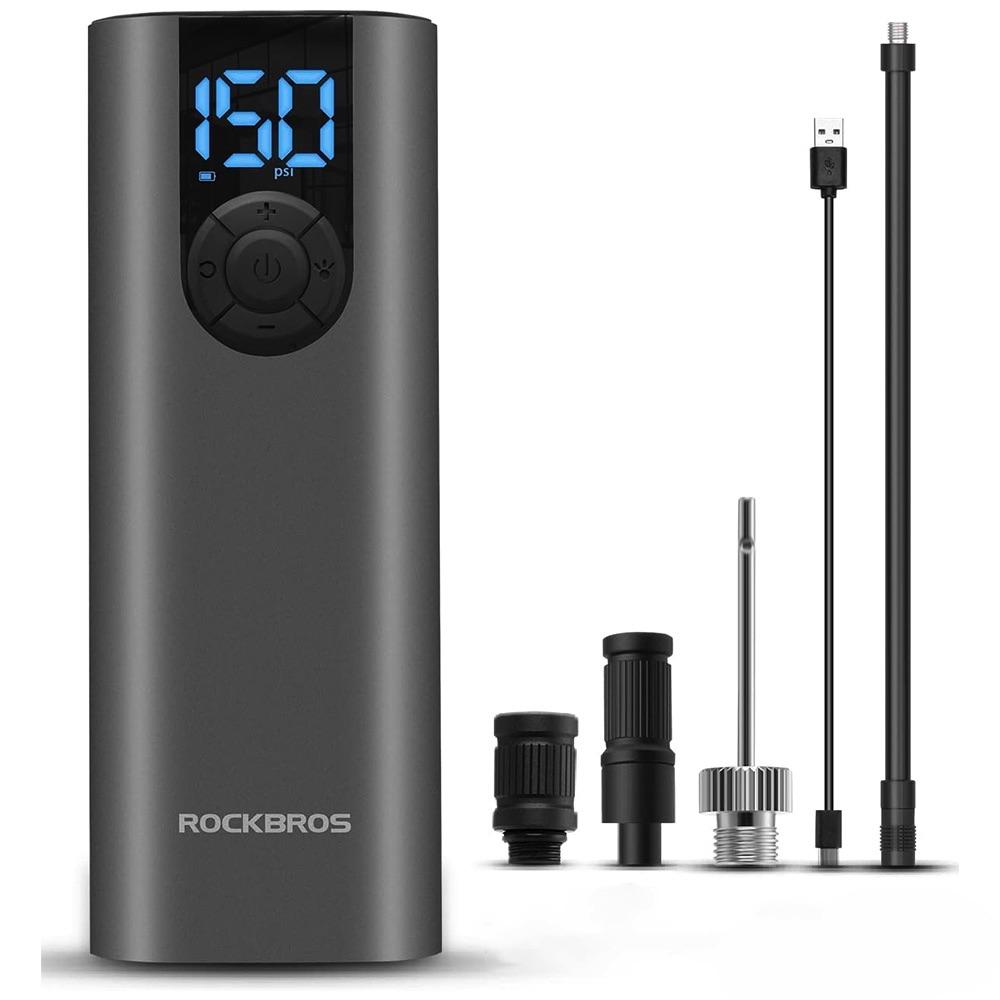 Компресор за автомобилни гуми с вградена 2600 mAh батерия - Rockbros Universal Electric Air Pump With LED Display (черен) | JAR Computers Компресор за автомобилни гуми с вградена 2600 mAh батерия - Rockbros Universal Electric Air Pump With LED Display (черен)
