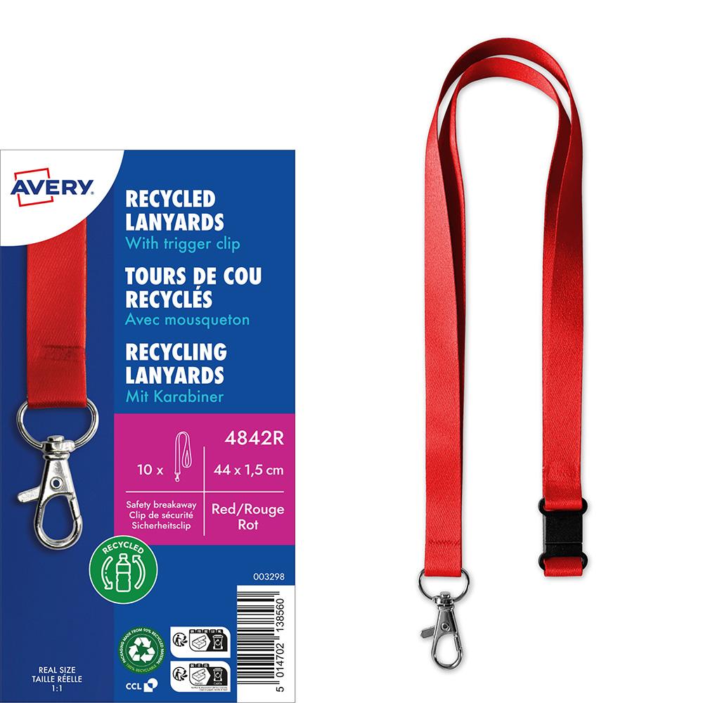 Лента за бадж Avery 44/1.5см червен 10бр | JAR Computers Лента за бадж Avery 44/1.5см червен 10бр