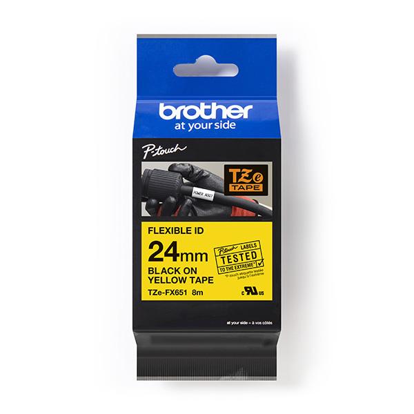 ЛЕНТА ЗА ЕТИКЕТНИ ПРИНТЕРИ BROTHER ТИП TZE FLEXI - 24 mm x 8 m - BLACK ON YELLOW FLEXIBLE ID - PN TZEFX651 (TZE-FX651) | JAR Computers ЛЕНТА ЗА ЕТИКЕТНИ ПРИНТЕРИ BROTHER ТИП TZE FLEXI - 24 mm x 8 m - BLACK ON YELLOW FLEXIBLE ID - PN TZEFX651 (TZE-FX651)