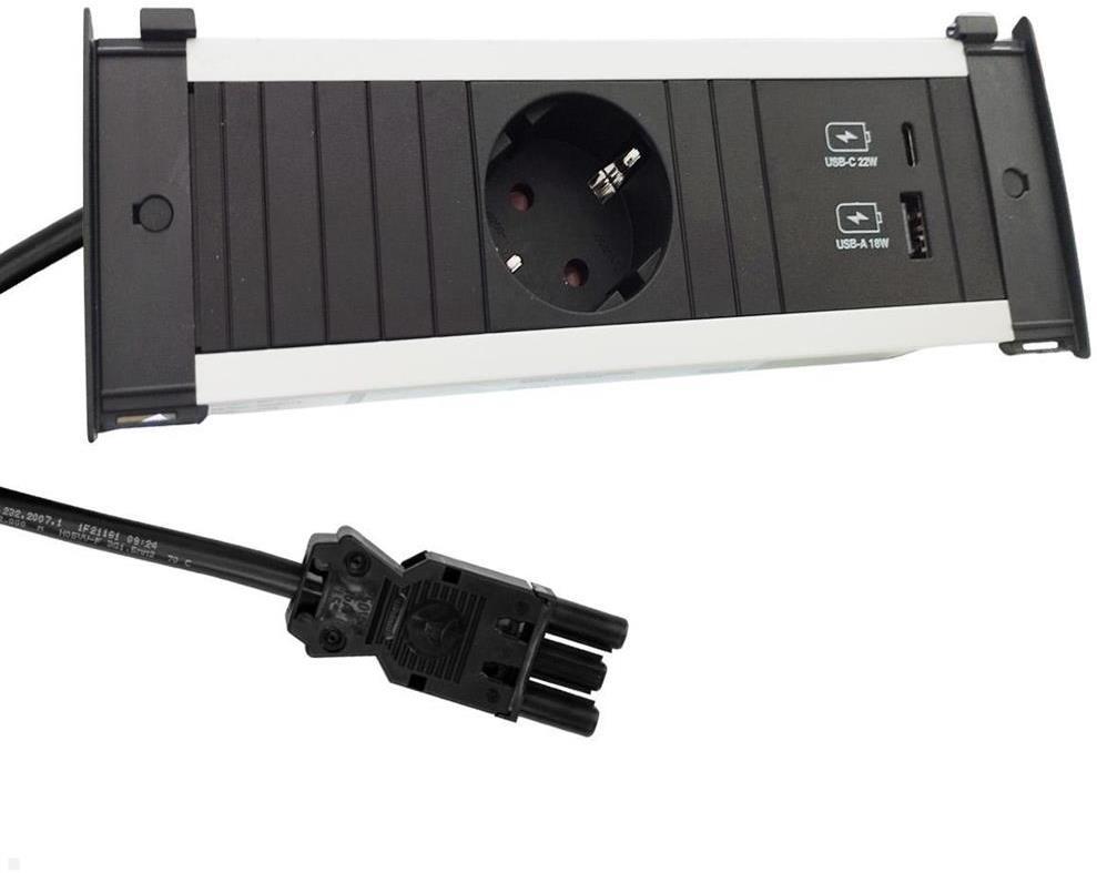 Модул за KAPSA S с 1х Шуко и USB тип A+C, цвят Черен, Bachmann | JAR Computers Модул за KAPSA S с 1х Шуко и USB тип A+C, цвят Черен, Bachmann