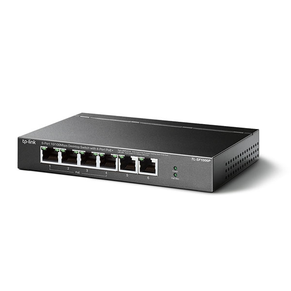 TP-LINK TL-SF1006P 6port 10/100 Switch, 4xPoE | JAR Computers TP-LINK TL-SF1006P 6port 10/100 Switch, 4xPoE