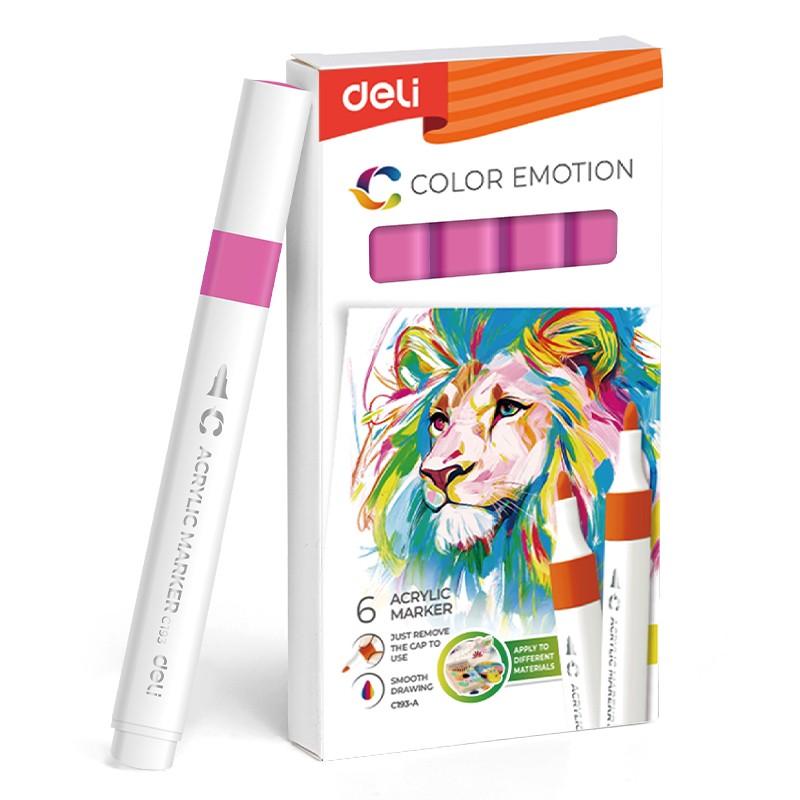 Акрилен маркер Deli Color Emotion EC193A, объл връх, Deep Pink | JAR Computers Акрилен маркер Deli Color Emotion EC193A, объл връх, Deep Pink