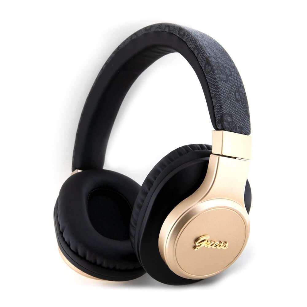 Безжични блутут слушалки с микрофон за мобилни устройства - Guess PU Leather 4G Tone on Tone Script Logo Bluetooth Headphones (черен-златист) | JAR Computers Безжични блутут слушалки с микрофон за мобилни устройства - Guess PU Leather 4G Tone on Tone Script Logo Bluetooth Headphones (черен-златист)