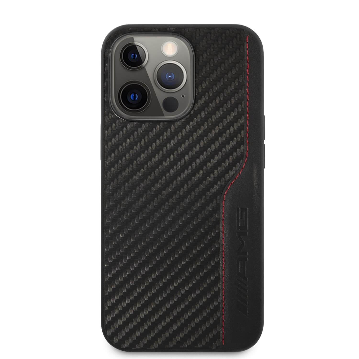 Дизайнерски кожен кейс с висока защита за iPhone 14 Pro Max - AMG Carbon Effect Leather Case (черен) | JAR Computers Дизайнерски кожен кейс с висока защита за iPhone 14 Pro Max - AMG Carbon Effect Leather Case (черен)