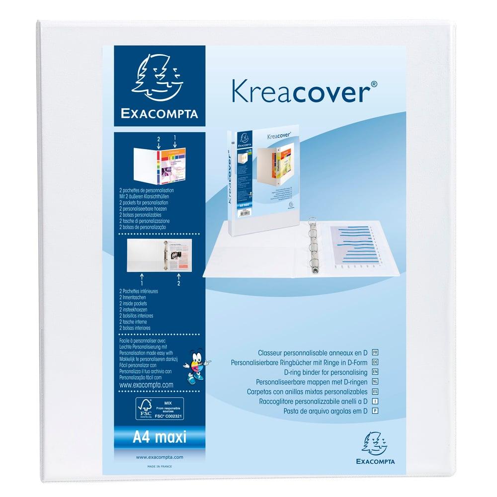 Exacompta Папка Kreacover, А4, с 4 ринга, 3 джоба, 75 mm, бяла