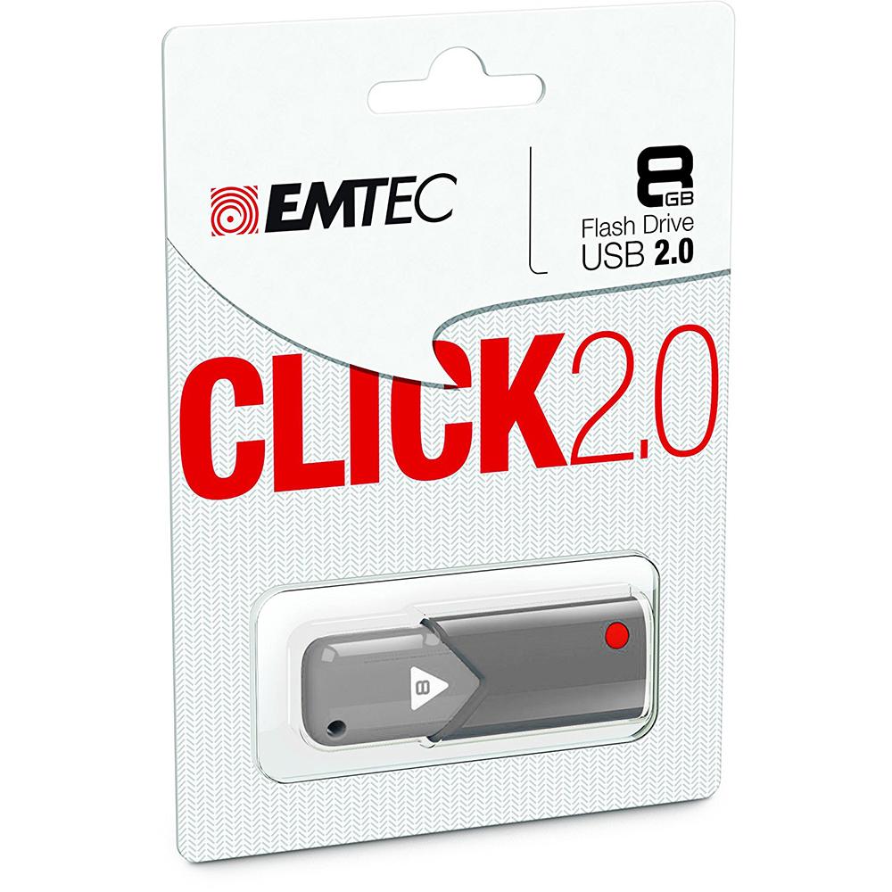 Флаш памет 8GB - Emtec Click B100 USB 2.0 8GB (сив) | JAR Computers Флаш памет 8GB - Emtec Click B100 USB 2.0 8GB (сив)
