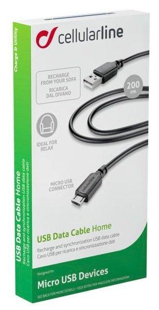 Кабел Cellularline USB-MICROUSB 2M | JAR Computers Кабел Cellularline USB-MICROUSB 2M