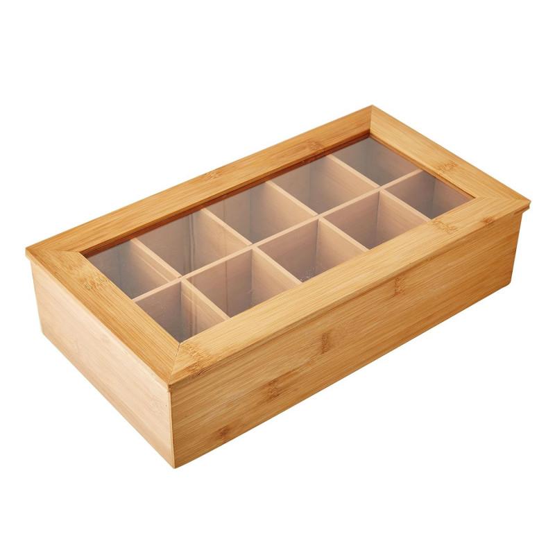 Кутия за чай Kesper 58901, 36x20x9см, Бамбук, 10 отделения, Прозорче, Кафяв | JAR Computers Кутия за чай Kesper 58901, 36x20x9см, Бамбук, 10 отделения, Прозорче, Кафяв