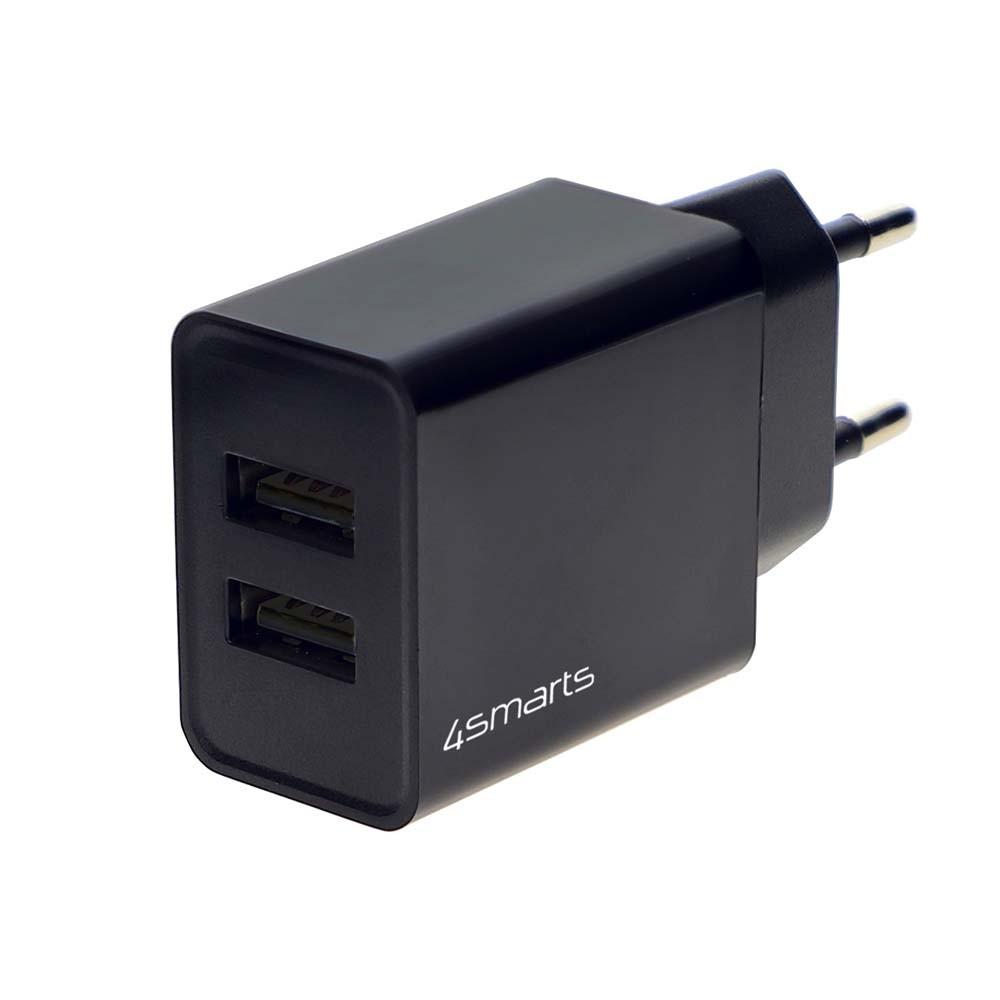 Захранване за ел. мрежа 2.4A с два USB изхода - 4smarts Wall Charger VoltPlug Dual 12W (черен) | JAR Computers Захранване за ел. мрежа 2.4A с два USB изхода - 4smarts Wall Charger VoltPlug Dual 12W (черен)