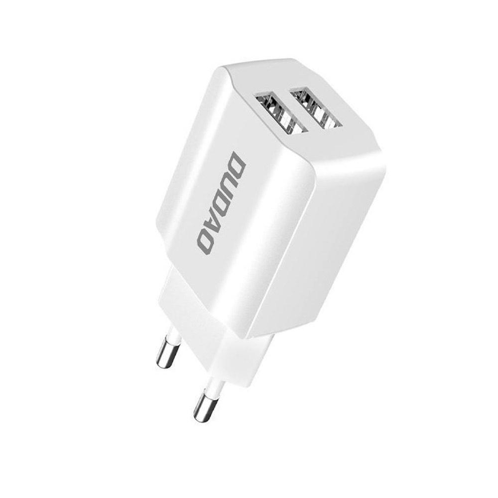 Захранване за ел. мрежа с 2xUSB-A изхода за зареждане на мобилни устройства - Dudao Travel Wall Charger Dual 12W (бял) | JAR Computers Захранване за ел. мрежа с 2xUSB-A изхода за зареждане на мобилни устройства - Dudao Travel Wall Charger Dual 12W (бял)