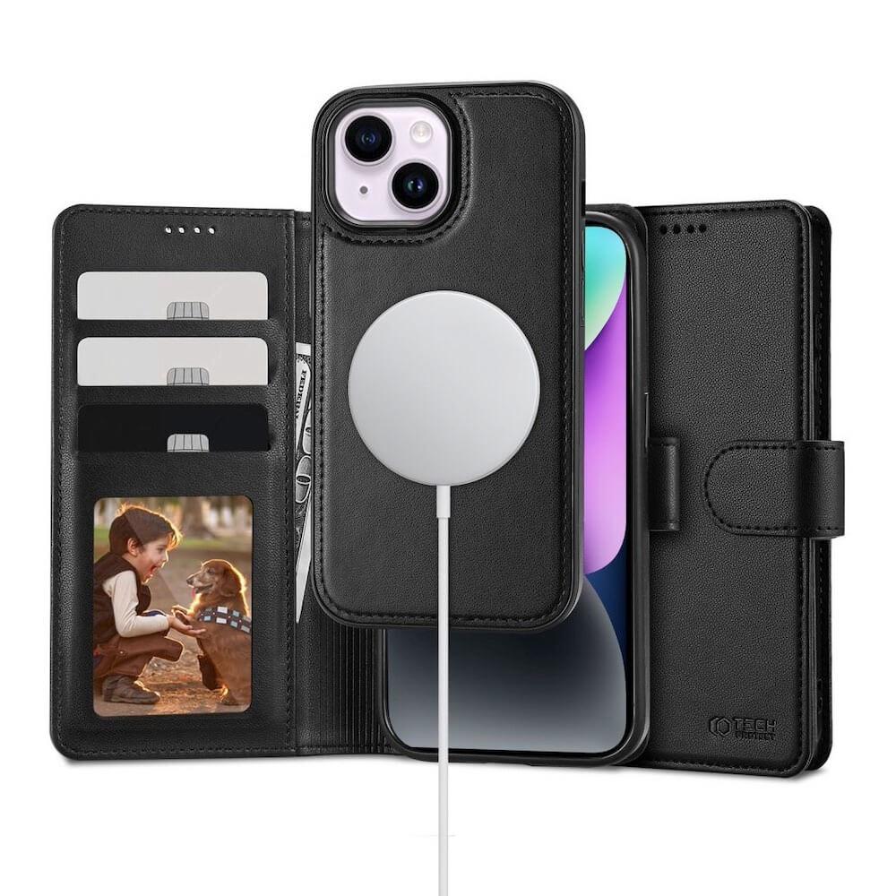 Кожен калъф, тип портфейл с отделящ се кейс с MagSafe за iPhone 14 - Tech-Protect Wallet Leather MagSafe Flip Case (черен) | JAR Computers Кожен калъф, тип портфейл с отделящ се кейс с MagSafe за iPhone 14 - Tech-Protect Wallet Leather MagSafe Flip Case (черен)