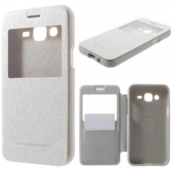 Кожен калъф, тип портфейл за Samsung Galaxy J5 - Mercury Goospery Wow Bumper View Case (бял) | JAR Computers Кожен калъф, тип портфейл за Samsung Galaxy J5 - Mercury Goospery Wow Bumper View Case (бял)