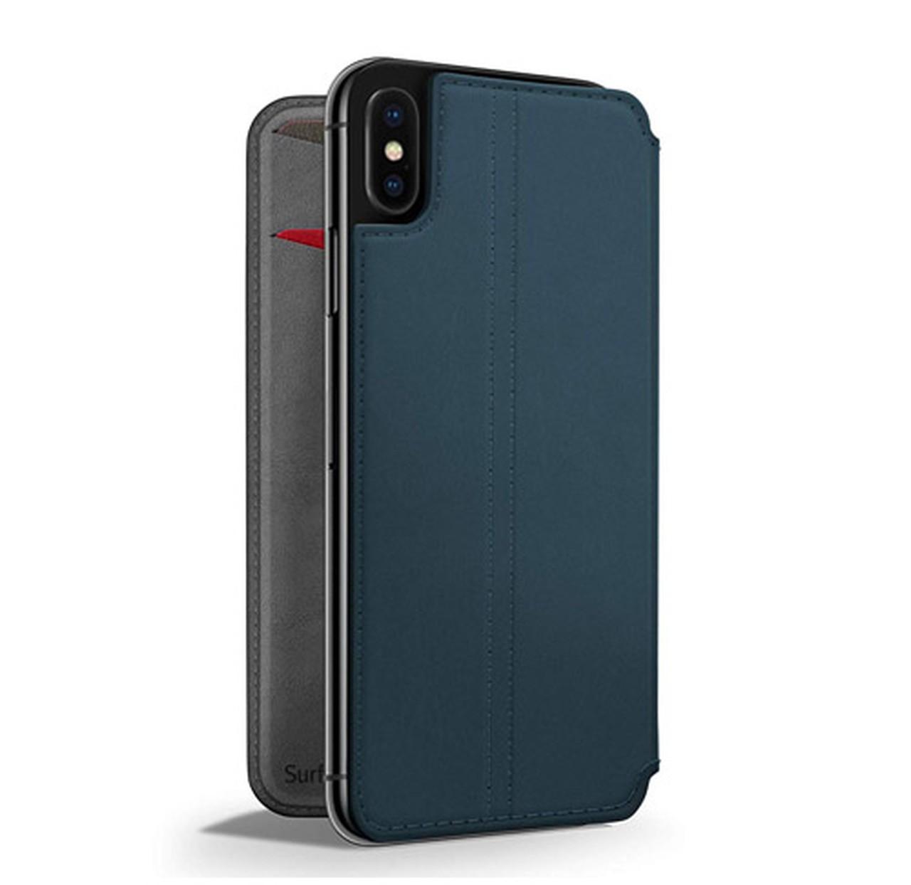 Луксозен кожен калъф тип портфейл за iPhone XS Max - TwelveSouth SurfacePad (син) | JAR Computers Луксозен кожен калъф тип портфейл за iPhone XS Max - TwelveSouth SurfacePad (син)