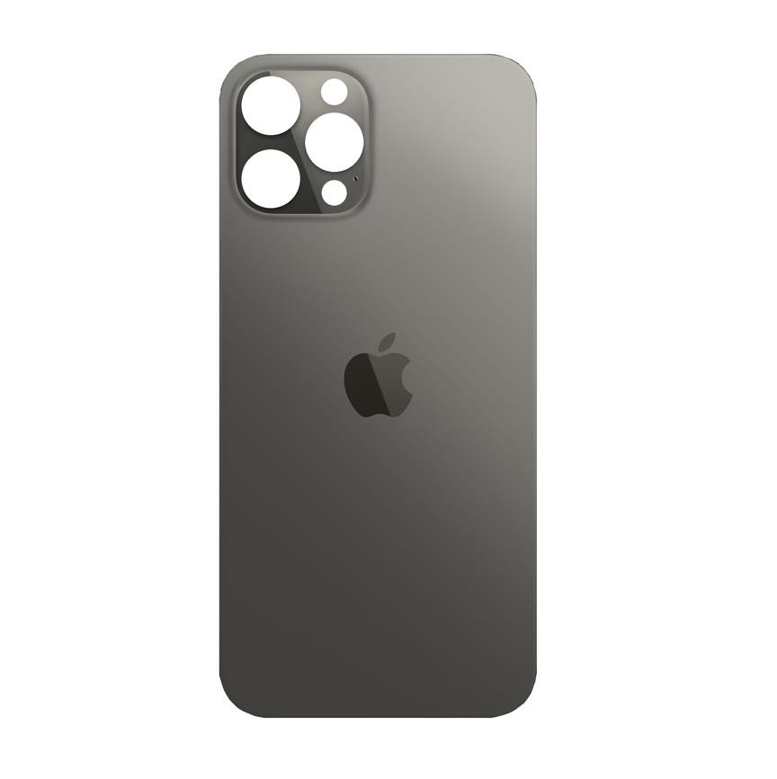 OEM iPhone 12 Pro Max Backcover Glass - резервен заден стъклен капак за iPhone 12 Pro Max (тъмносив)