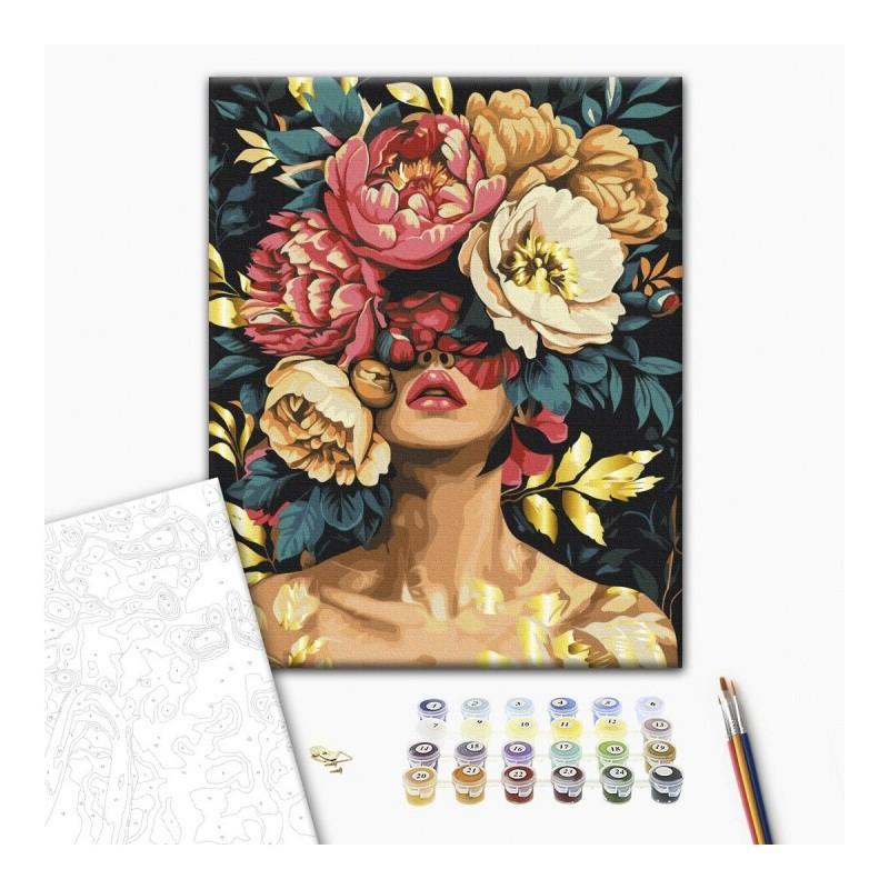 Рисуване по номера BrushMe, с подрамка, THE MAGIC OF PETALS/Жена с цветя, 40х50 см | JAR Computers Рисуване по номера BrushMe, с подрамка, THE MAGIC OF PETALS/Жена с цветя, 40х50 см