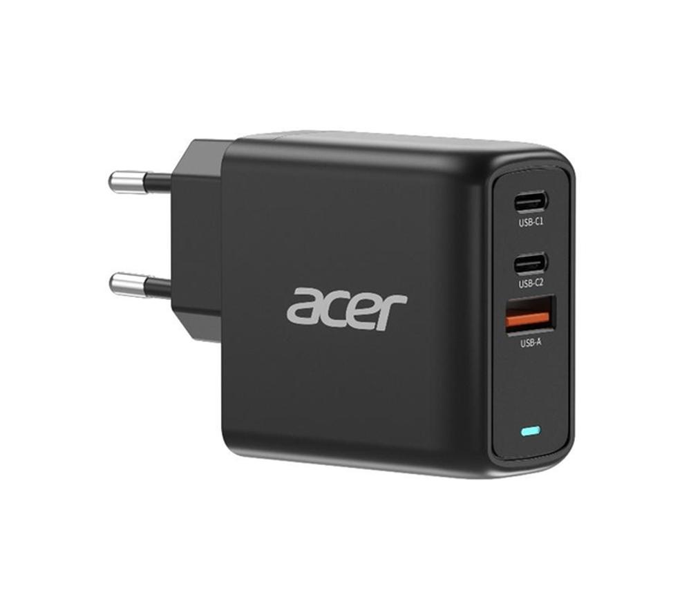 Acer Power Adapter 67W PD GaN Charger, 2 x USB C and 1 x USB A, EU Plug, 100W USB-C cable, Black (Retail Pack) | JAR Computers Acer Power Adapter 67W PD GaN Charger, 2 x USB C and 1 x USB A, EU Plug, 100W USB-C cable, Black (Retail Pack)