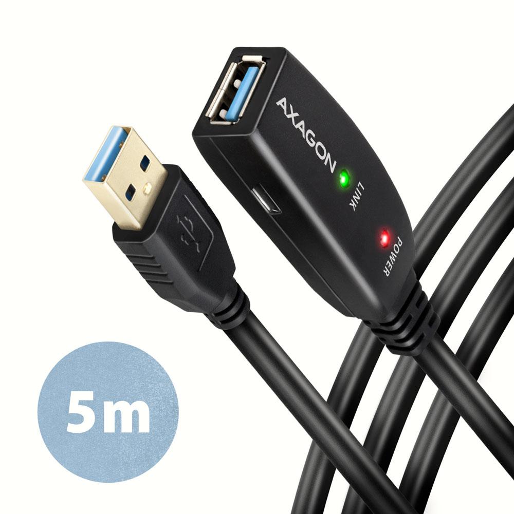Axagon ADR-305 USB 3.2 Gen 1 A-M -> A-F active extension/repeater cable 5m - Kabel - Digital/Daten USB кабел USB 3.2 Gen 1 (3.1 Gen 1) 5 м USB A 5 Гбит/с Черен