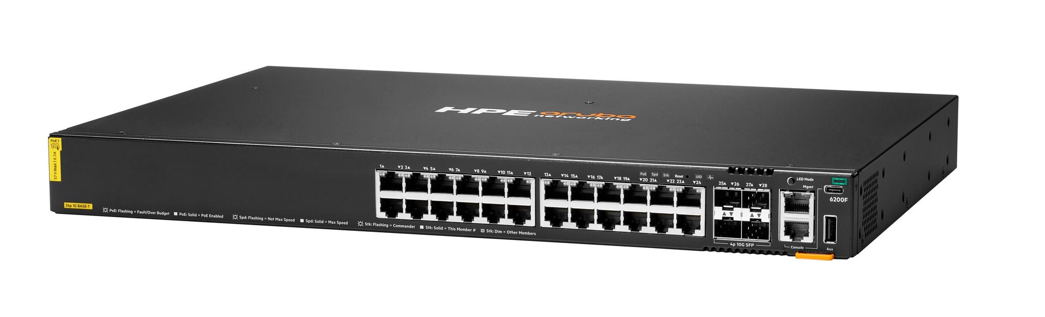HPE Aruba Networking CX 6200F 24G Class-4 PoE 4SFP+ 370W Switch Управляем L3 Gigabit Ethernet (10/100/1000) Захранване по Ethernet (PoE) 1U | JAR Computers HPE Aruba Networking CX 6200F 24G Class-4 PoE 4SFP+ 370W Switch Управляем L3 Gigabit Ethernet (10/100/1000) Захранване по Ethernet (PoE) 1U